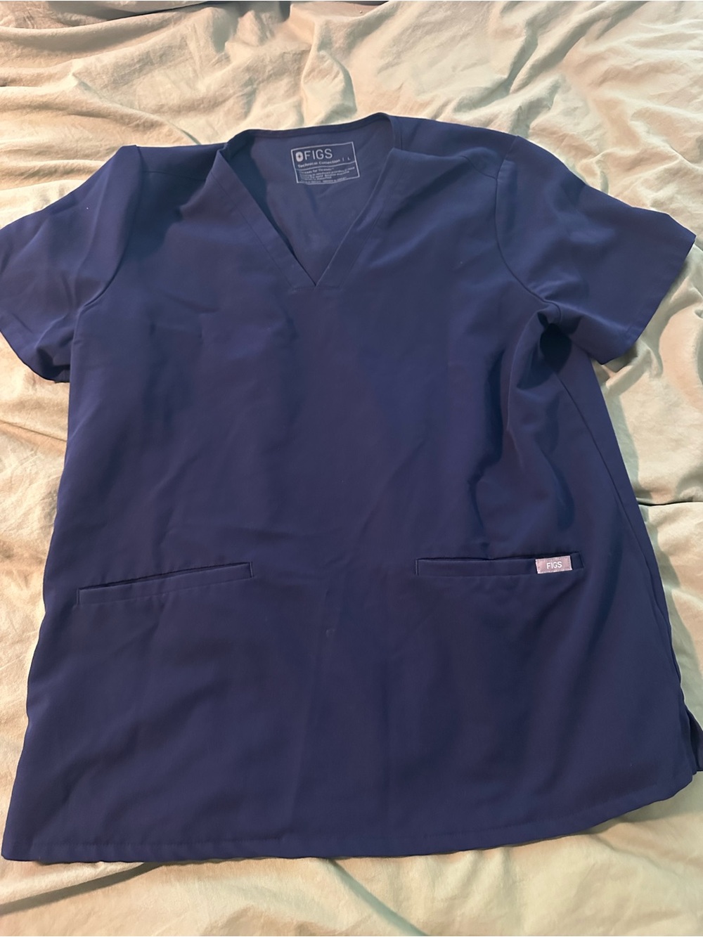 FIGS Navy V-Neck Tech Scrub Top